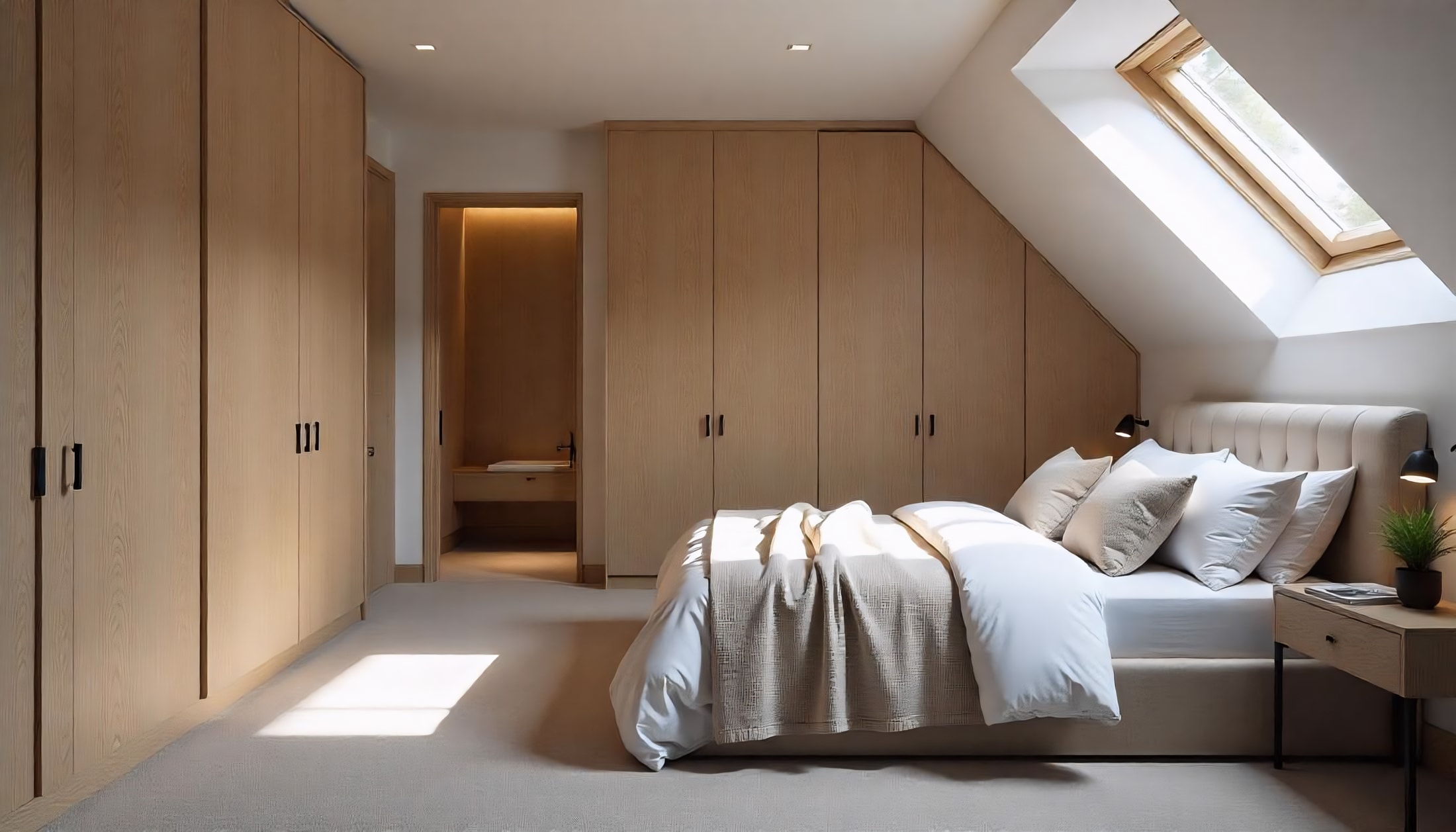 Suite parentale avec dressing sur mesure à l'étage d'une maison familiale de Saint-Germain-en-Laye